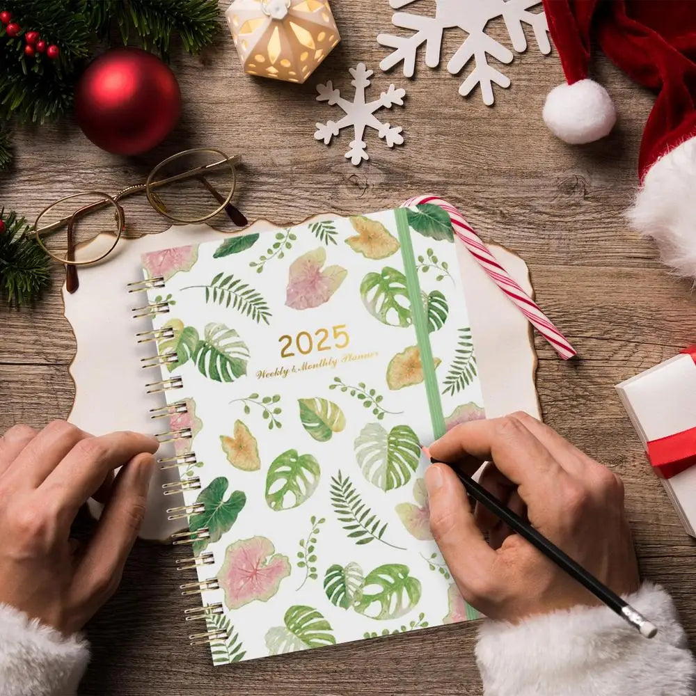 Cahier de licence multifonctionnel pour hommes et femmes, belle licence 03/licence, hebdomadaire, mensuel, couverture de plante, à faire, 2025