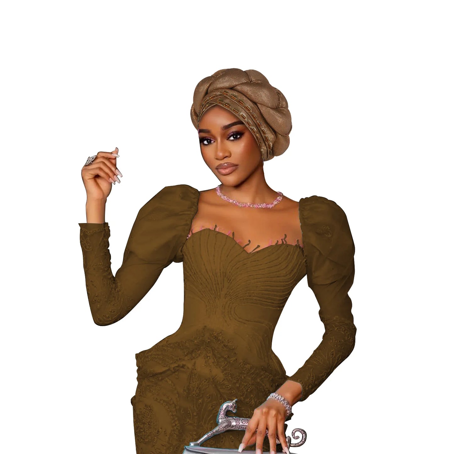 Couvre-chef africain Auto Gele déjà fabriqué, Turban brillant pour femmes, Hijab nigérian tressé, couvre-chef pour fête de mariage