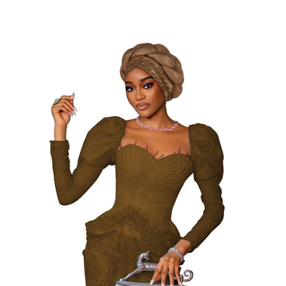 Couvre-chef africain Auto Gele déjà fabriqué, Turban brillant pour femmes, Hijab nigérian tressé, couvre-chef pour fête de mariage