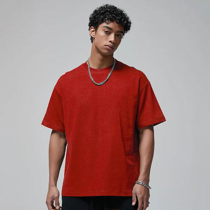 100 T shirt en coton lourd pour hommes et femmes, Tops à manches courtes, Tee shirts solides et surdimensionnés, vêtements de qualité 6.8oz 230gsm