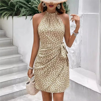 Robe courte plissée à fleurs pour femmes avec fermeture éclair, mini robe à lacets sexy, robe éducative, mode estivale