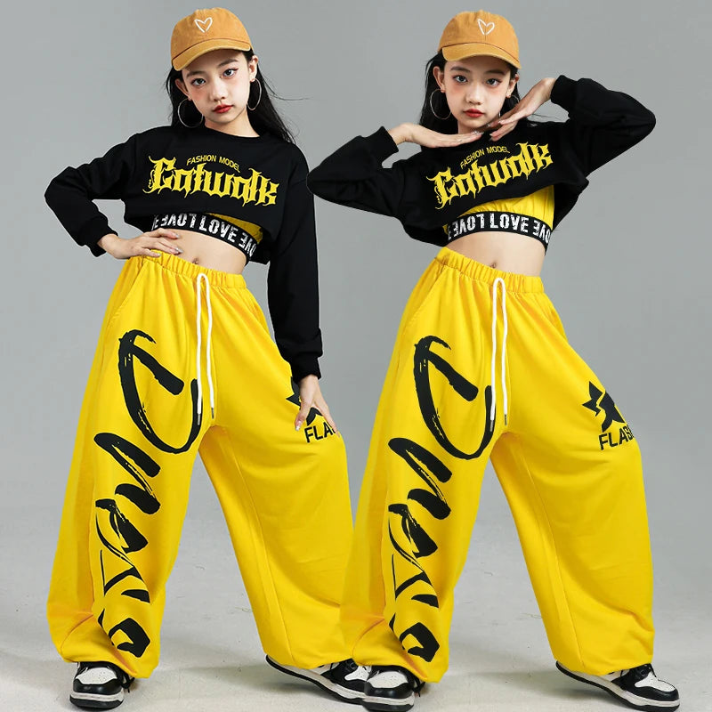 Ensemble de vêtements Hip Hop pour filles, haut court K-pop, pantalon cargo, cardigan de danse de rue pour enfants, streetwear pour enfants, groupe de filles, vêtements de jazz, mode