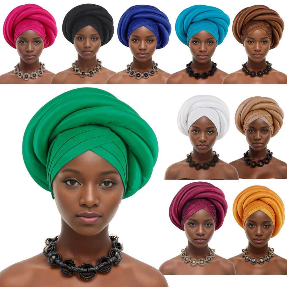 Turban Tressé pour Femme Africaine, Couvre-Chef Brut du Nigeria, Chapeau Musulman de ix, Vêtement de Sauna