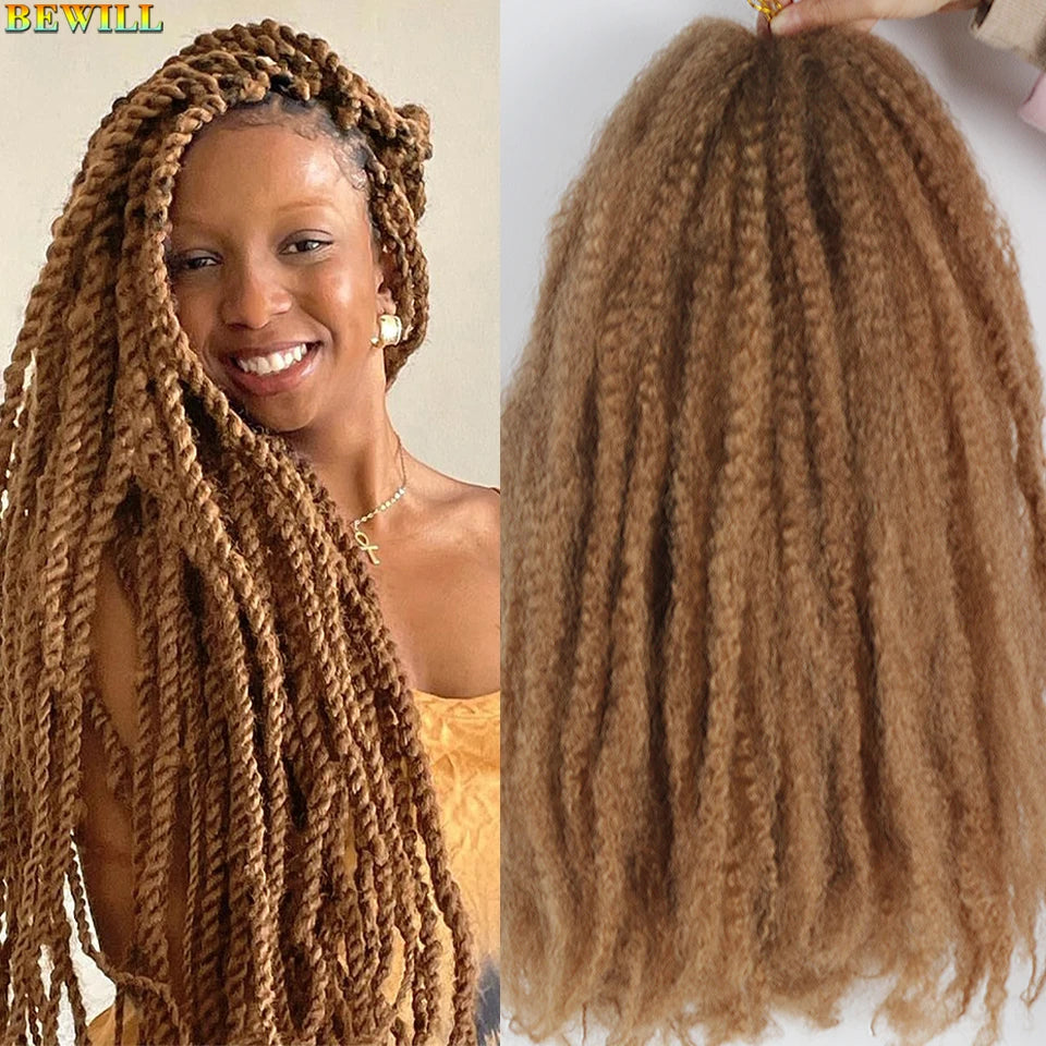 1 - 6 paquets de cheveux en crochet de twists Marley de 18 pouces, de noir et brun à blond, cheveux de tresse ombré Afro Marley synthétique, pour les tresses de mèches fausses