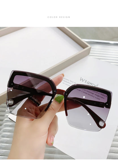 Homme femme mode sans monture Vintage carré lunettes de soleil lunettes marque Design UV400 femme nuances surdimensionné lunettes de soleil