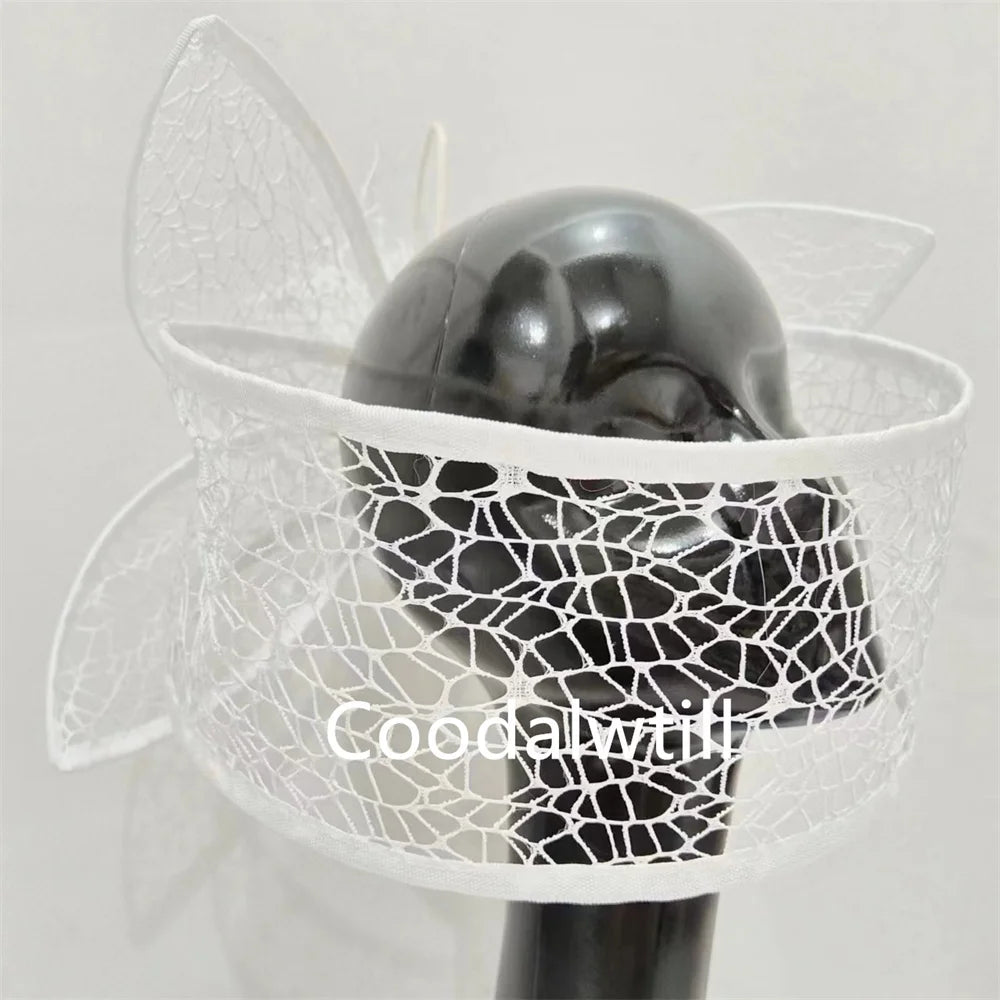 Fascinateur de mariage blanc pour femme, voile pour mariée, pièce de sauna de mariage, pince à cheveux pour femme, derby, fête, thé, Gatineau, casquette inery