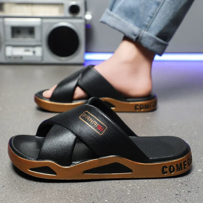 Sandales d'été Eva pour hommes, pantoufles à la mode, légères, douces, plates, antidérapantes, pour l'extérieur, la plage, à bout ouvert