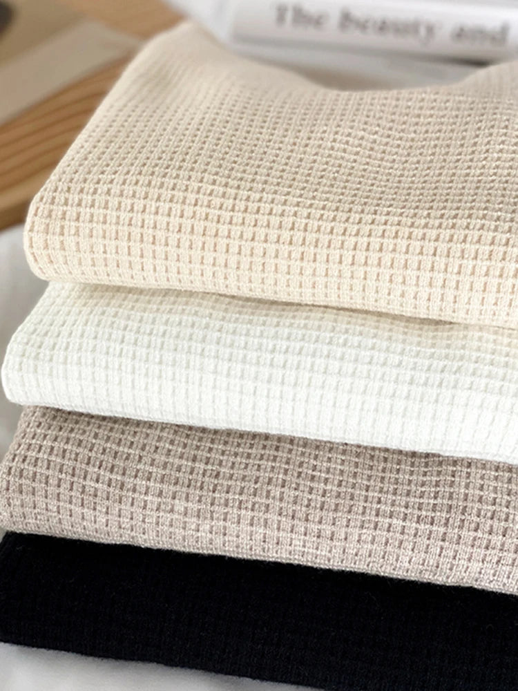 Pull Vintage à Col Roulé pour Femme, Vêtement à Motif Gaufré, Solide, Décontracté, Slim, Automne Hiver