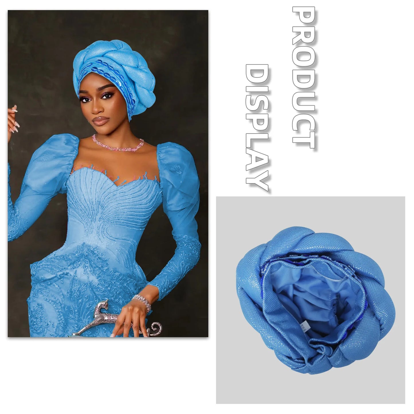 Couvre-chef africain Auto Gele déjà fabriqué, Turban brillant pour femmes, Hijab nigérian tressé, couvre-chef pour fête de mariage