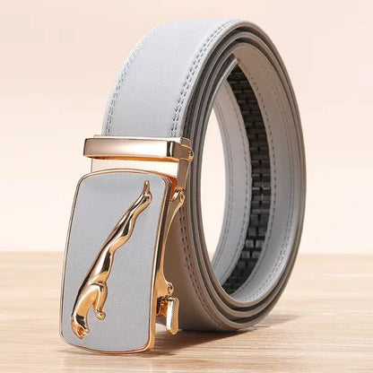 Ceinture en cuir véritable pour hommes et femmes, sangle de structure automatique, mode polyvalente, procureur, femme, homme, blanc, noir, pantalon rouge, environnement