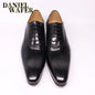 Chaussures Oxford de luxe en cuir véritable pour hommes, faites à la main, noir, marron, imprimé, à lacets, pointu, Parker, mariage, bureau, robe formelle