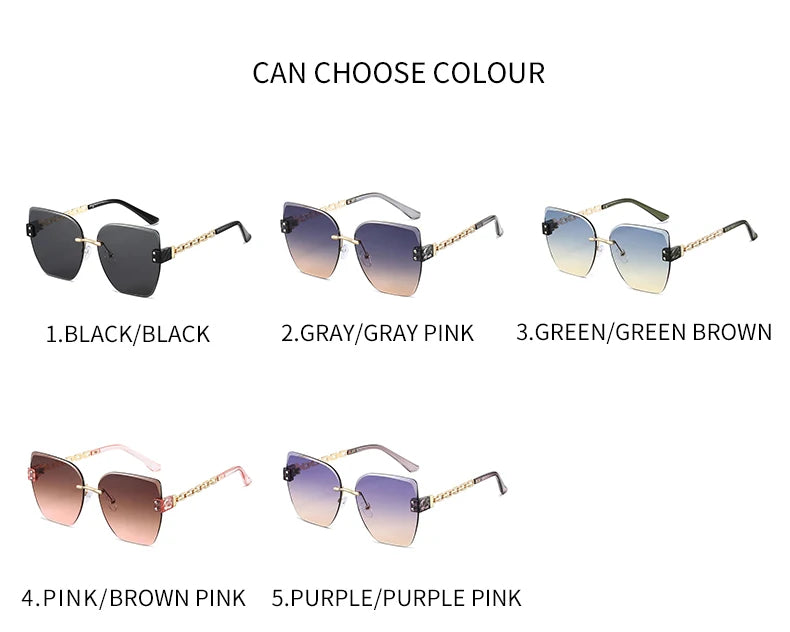 JUNCTURE femmes sans bordure lunettes de soleil Vintage mode oeil de chat lunettes de soleil dégradé dame fête vacances cadeaux lunettes de soleil pour les femmes