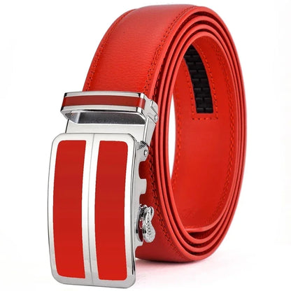 Hommes couleur rouge 3.5 cm largeur bracelet en cuir de vache haute qualité boucle automatique ceintures pour hommes marque de luxe concepteur ceintures homme B995