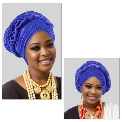 Turban Plissé à Paillettes pour Femme, Cravate de Sauna, Enveloppe la Tête, ixde Mariage Africaine Nigériane
