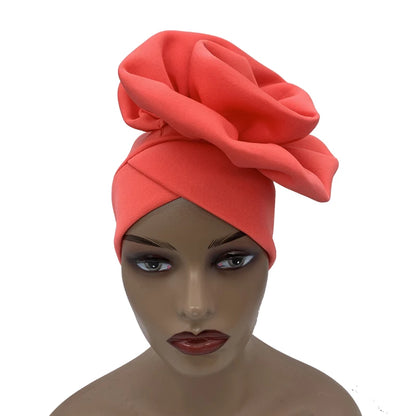 Turban Africain à Grande Fleur pour Femme, Foulard de Sauna Musulman à la Mode
