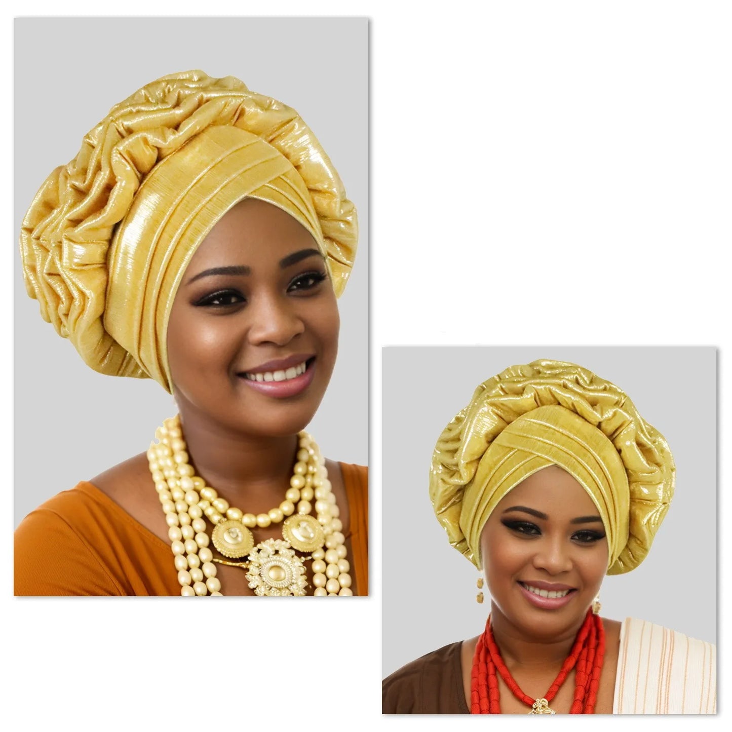 Turban Plissé à Paillettes pour Femme, Cravate de Sauna, Enveloppe la Tête, ixde Mariage Africaine Nigériane