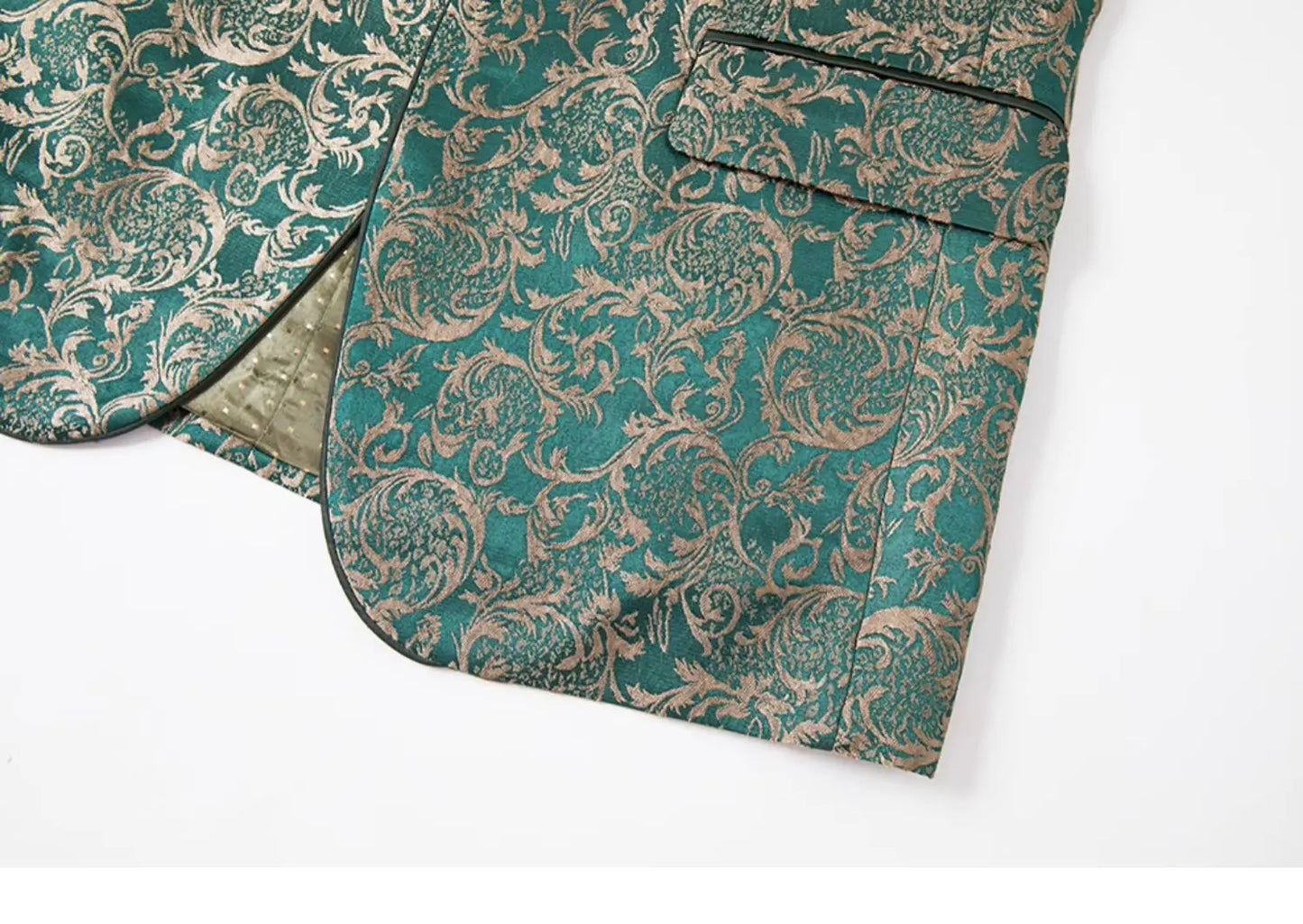 Costume vert 3 pièces pour hommes, veste de robe de soirée de mariage avec gilet et pantalon, ensembles Slim à la mode pour hommes, tissu Jacquard Beige, noir, bleu