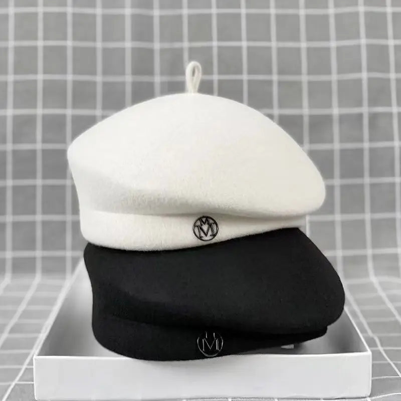 Classique dames béret chapeau fantaisie laine feutre chapeau plus chaud hiver chapeau casquette blanc noir femmes Fedora chapeau fascinateur pilulier chapeau formel