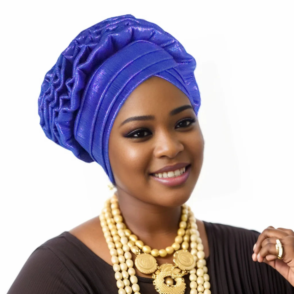 Turban Africain à Volants et artificiel astiques pour Femme, Couvre-chef de Mariage, Cravate de Sauna, Équipement de ix, Chapeau, Nigeria