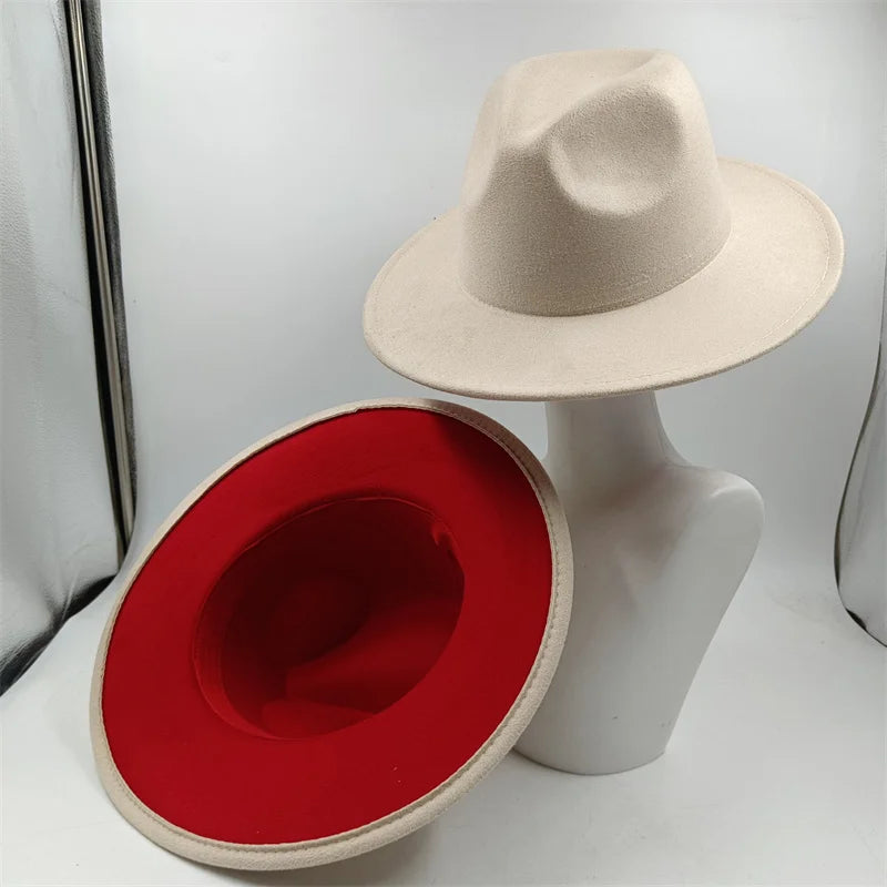 Chapeau Fedora à larges bords pour hommes et femmes, chapeau en feutre ander, chapeau d'église, laine douce, grande taille, DN, britannique, 60cm