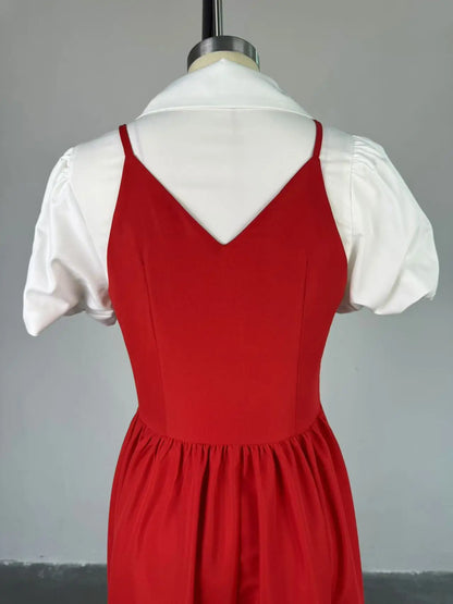 CM.YAYA – robe chemise longue à manches courtes bouffantes pour femmes, douce, Slim, taille haute, froncée, plissée, plage, Streetwear, Maxi, grande balançoire