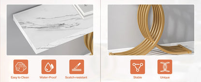 Tribesigns-Table d'entrée dorée, canapé moderne en imitation marbre, avec pieds géométriques en métal, 39 pouces