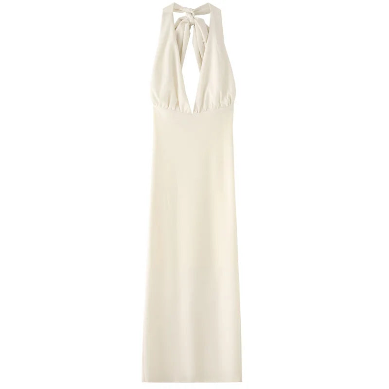 TRAF femmes robes licou blanc col en v profond dos nu robes longues Maxi soirée robes de soirée de mariage robes de bal élégantes 2025