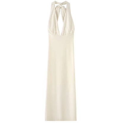 TRAF femmes robes licou blanc col en v profond dos nu robes longues Maxi soirée robes de soirée de mariage robes de bal élégantes 2025