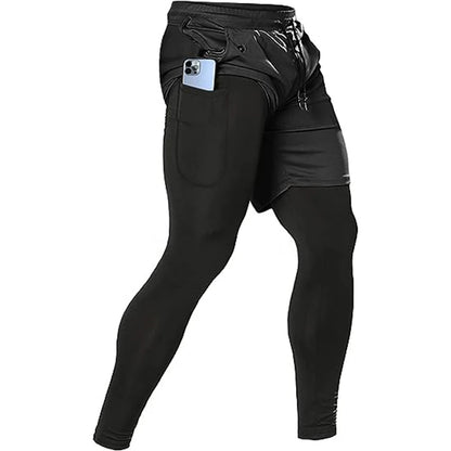 Pantalons de Sport pour hommes 2 en 1, survêtements d'athlétisme, vêtements d'entraînement, de Jogging, de gymnastique, de Fitness, de course