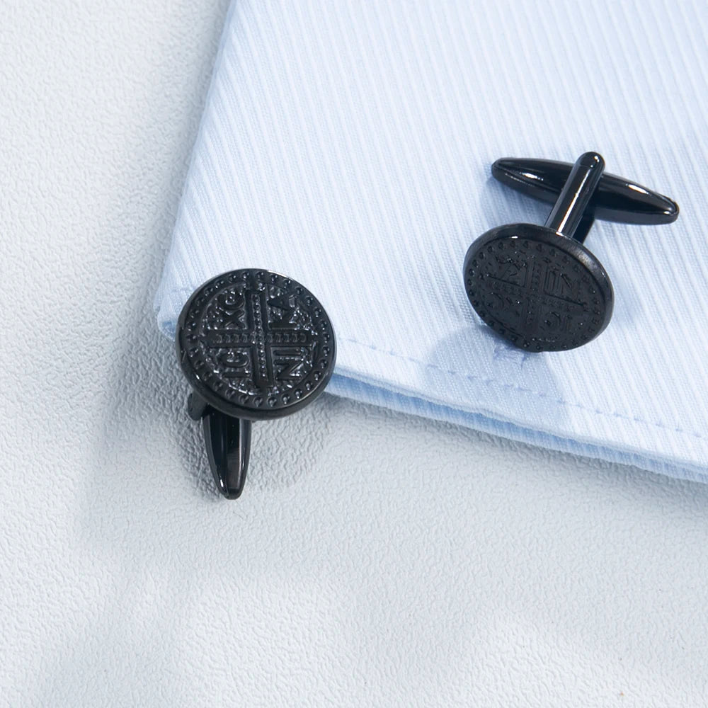 Lèvent de manchette ronds en acier inoxydable pour chemises pour hommes, bijoux de foi de Jésus, souvenir de mariage, rétro, plus riche ula, ConTim or