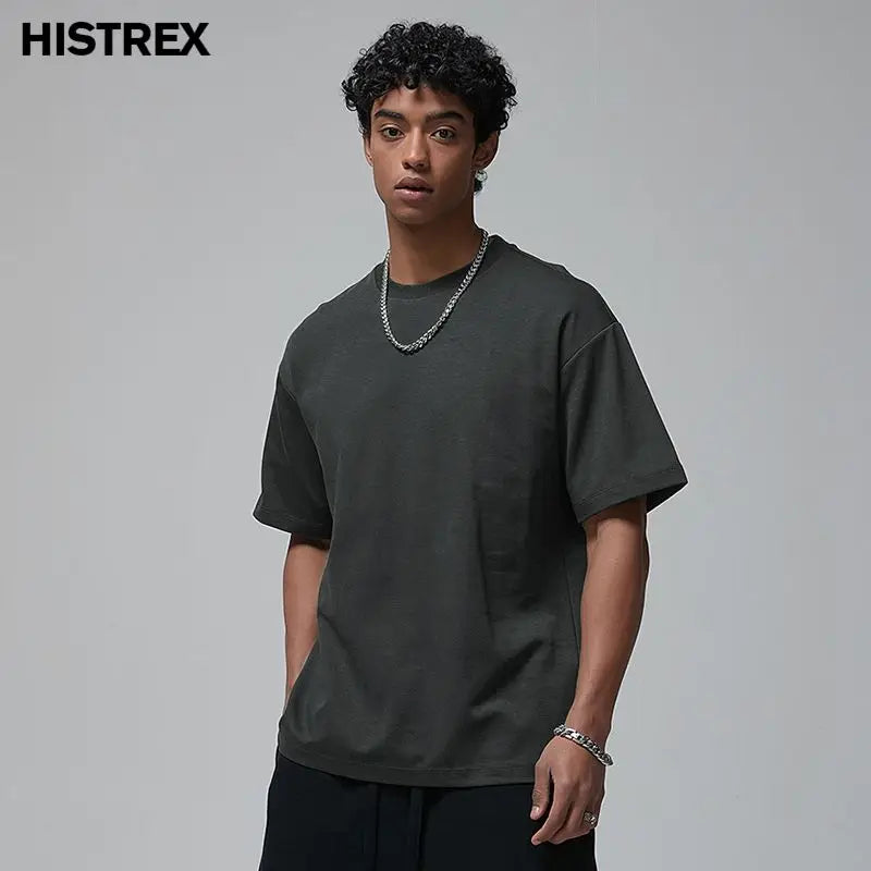 100 T shirt en coton lourd pour hommes et femmes, Tops à manches courtes, Tee shirts solides et surdimensionnés, vêtements de qualité 6.8oz 230gsm