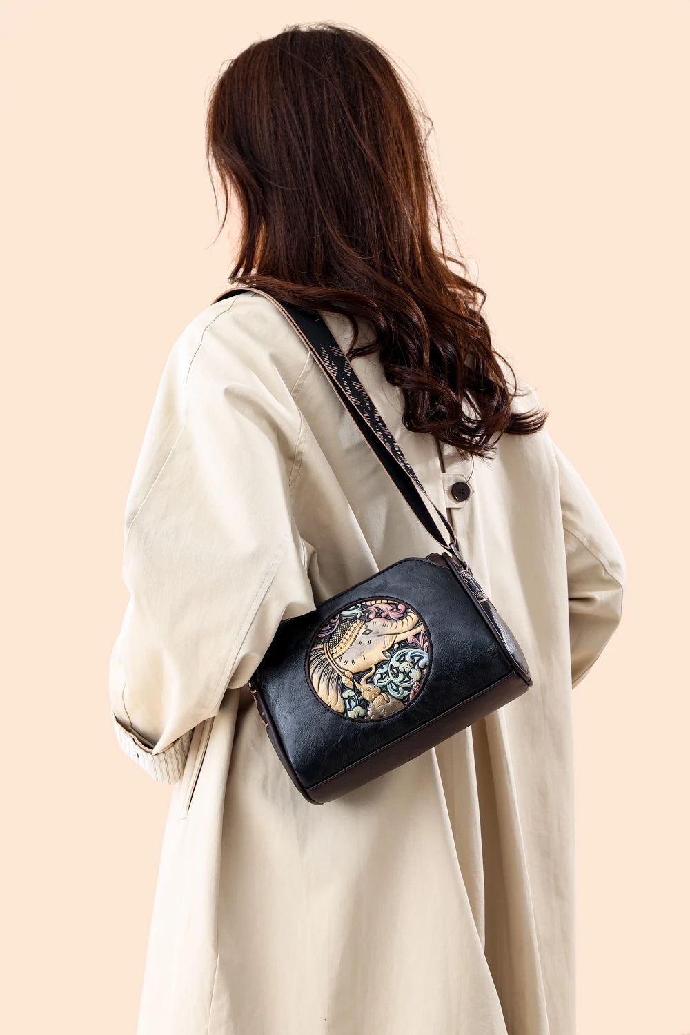 sac de luxe femme sacs bandoulière à imprimé animal sacs carré MOODS-Sacs à bandoulière de style vintage pour femmes, éléphant en relief, mini sac messager carré initié, sacs à main de créateur de luxe, 2024