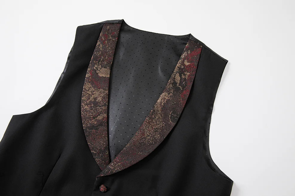 Costume vert 3 pièces pour hommes, veste de robe de soirée de mariage avec gilet et pantalon, ensembles Slim à la mode pour hommes, tissu Jacquard Beige, noir, bleu