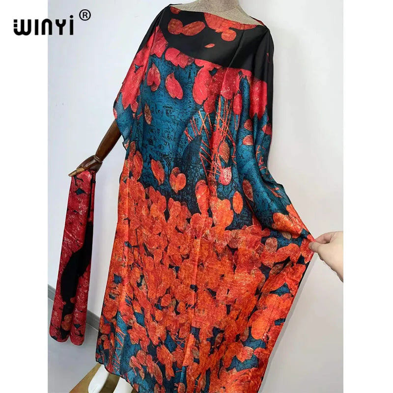 WINYI-Robe de Soirée Élégante et Surdimensionnée pour Femme, Caftan à Imprimé Africain, Nouvelle Mode 2022