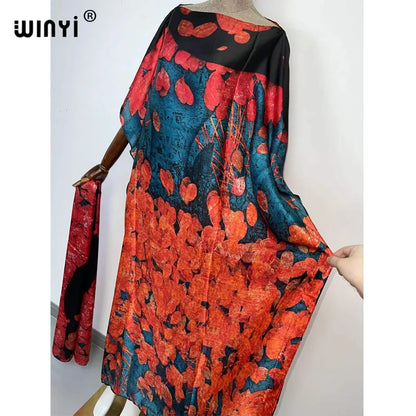 WINYI-Robe de Soirée Élégante et Surdimensionnée pour Femme, Caftan à Imprimé Africain, Nouvelle Mode 2022