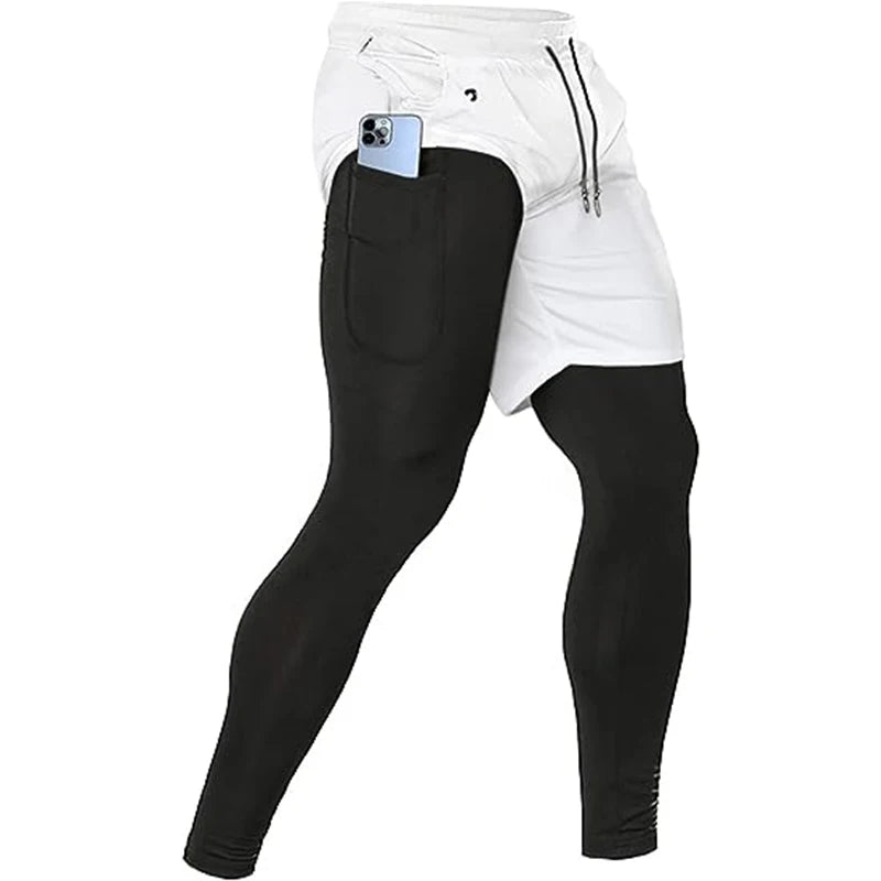 Pantalons de Sport pour hommes 2 en 1, survêtements d'athlétisme, vêtements d'entraînement, de Jogging, de gymnastique, de Fitness, de course