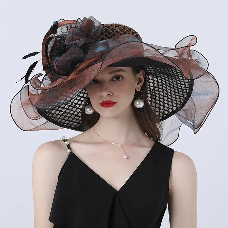 Chapeau pare-soleil décoratif avec fleurs en maille pour femmes, chapeau adulte, multicolore, en option, approvisionnement direct, Europe et États-Unis