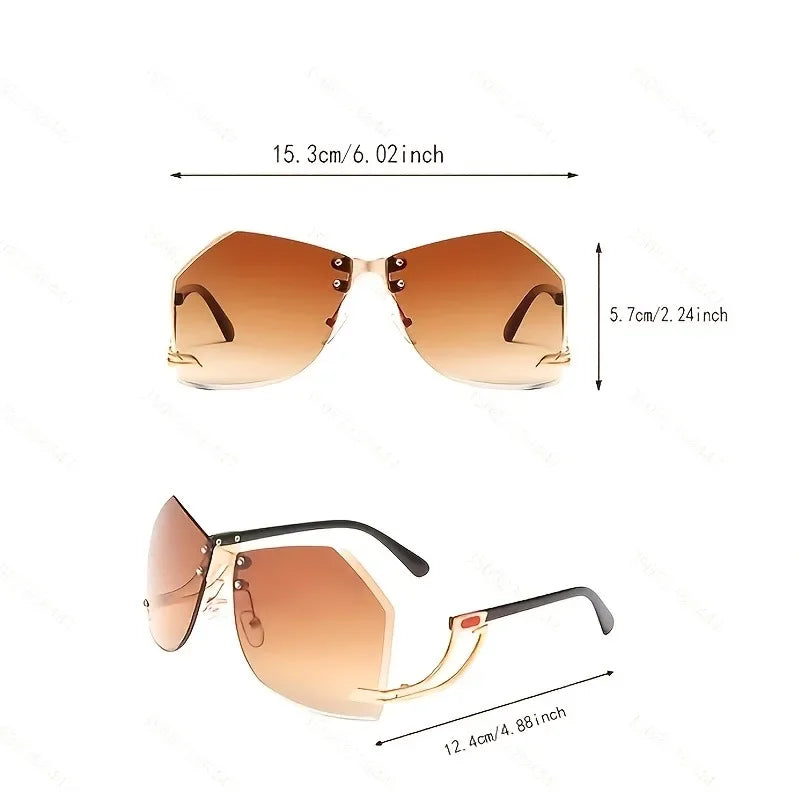 Lunettes de soleil sans bords irrégulières pour femmes, monture en alliage de styliste, surdimensionnées, dégradées, mode féminine, nuances claires, nouvelle collection 2025
