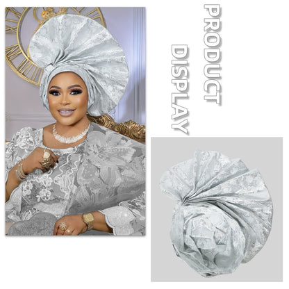 Luxe africain Aso Oke Auto Gele couvre-chef Turban casquette femmes chapeaux nigérian fête de mariage couvre-chef Bonnet tête enveloppement Hijab chapeau