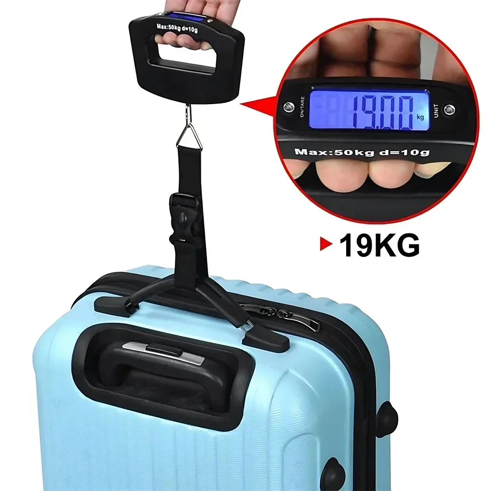 Balance à bagages numérique 50kg, valise électronique Portable, sac à bagages, outil de poids avec rétro-éclairage, balances électroniques suspendues de voyage