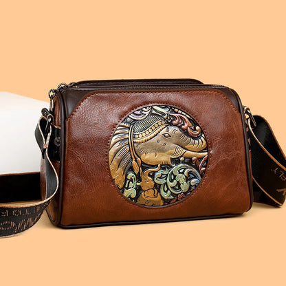 sac de luxe femme sacs bandoulière à imprimé animal sacs carré MOODS-Sacs à bandoulière de style vintage pour femmes, éléphant en relief, mini sac messager carré initié, sacs à main de créateur de luxe, 2024