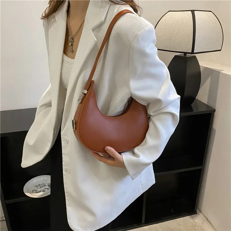 BS - Sac à bandoulière Hobo en cuir PU pour femmes, Design de luxe, petite pochette, sac à main sous les bras, fourre-tout de voyage