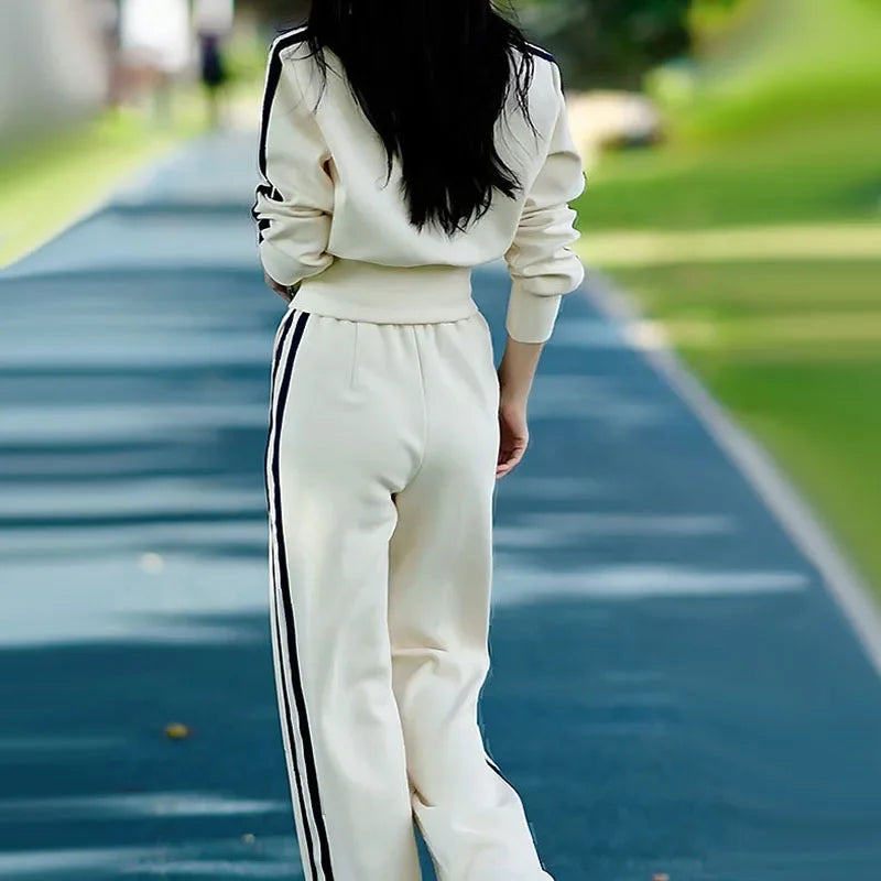 Printemps automne femmes survêtement de sport col montant fermeture éclair sweats + pantalons 2 pièces costumes dames tenues de mode vêtements de sport amples