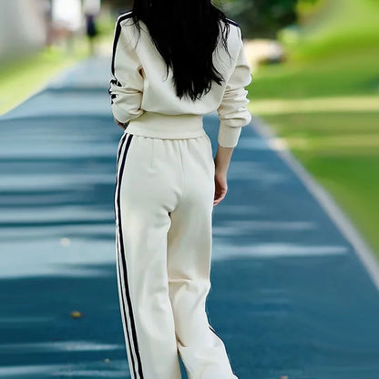 Printemps automne femmes survêtement de sport col montant fermeture éclair sweats + pantalons 2 pièces costumes dames tenues de mode vêtements de sport amples