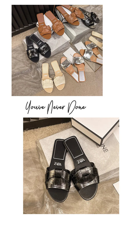 Offre spéciale femmes pantoufles à talons bas pantoufles confortables Sexy croix Peep orteil chaussures de luxe en plein air plage femmes respirabilité chaussures