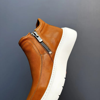 Bottes courtes montantes en cuir véritable pour hommes, chaussures décontractées, semelle optique rétro, printemps et automne, nouveau, 2025