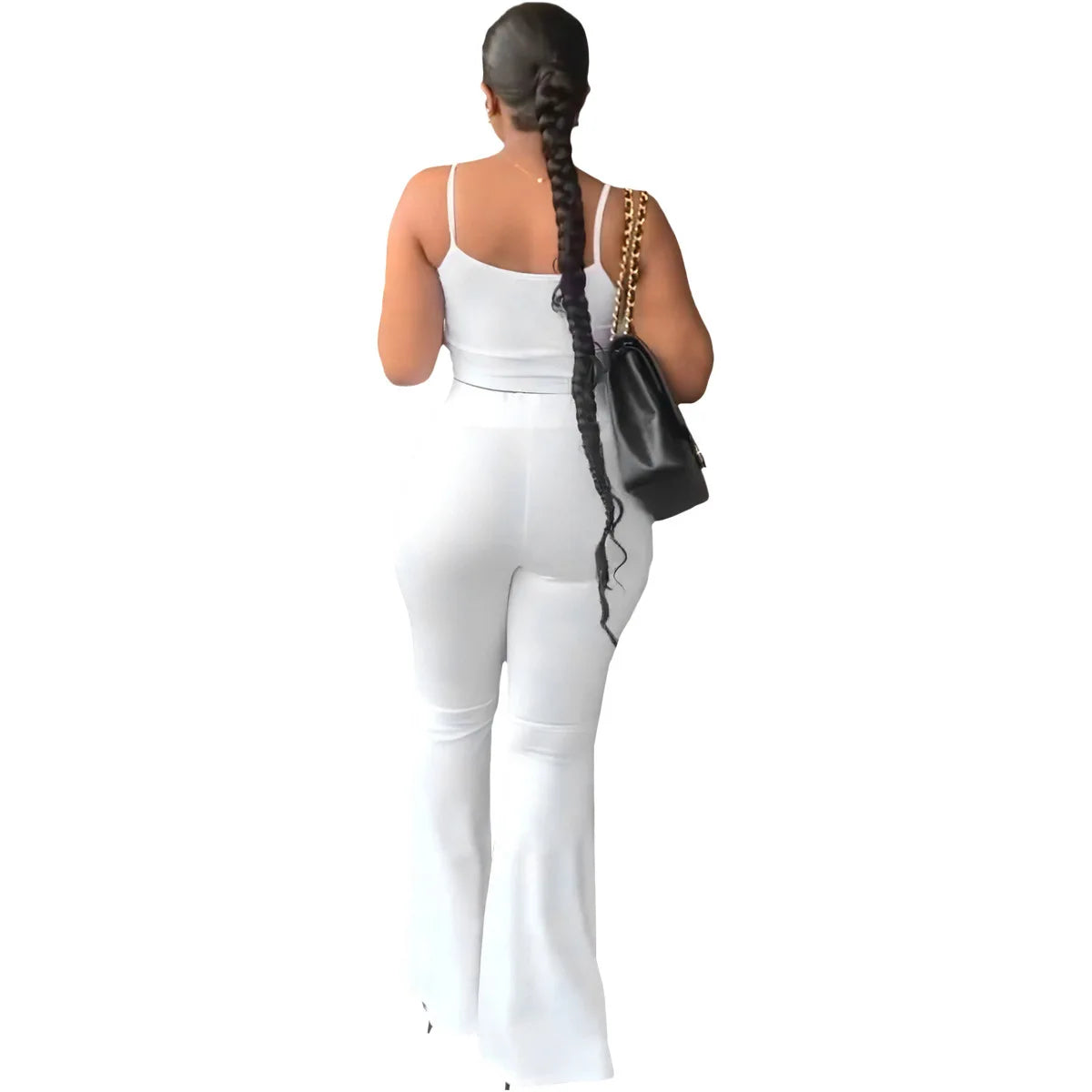 Haut court à bretelles spaghetti et pantalon évasé adt pour femmes, olympiques décontractés, ensemble deux pièces monochromes simples, tenues d'été sexy