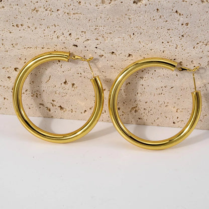 Boucles d'oreilles Twist Hoop pour femmes, grand cercle rond, boucle d'oreille face, déclaration de mode, accessoires de bijoux, document en or, Hip Hop