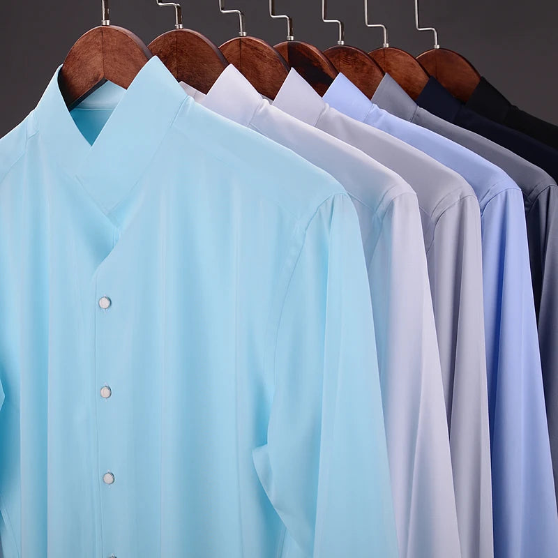 Chemise Française à Manches sulfpour Homme, Coupe Cintrée, Style Business Elite, pour Mariage, Printemps et Automne, 2024