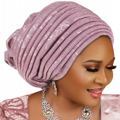 Turban Plissé pour Femme, Cravate de Sauna, ixde Mariage Africain, Nigeria, 2025